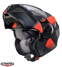 Casca modulabila (flip-up) Caberg model Duke Evo SV Indy L2 gun metal (titanium)/rosu fluor/negru mat Pinlock ready - lentila Pinlock inclusa - Img 3