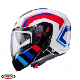 Casca modulabila (flip-up) Caberg model Horus X Road M6 alb/rosu/albastru lucios Pinlock ready - lentila Pinlock inclusa - Img 3