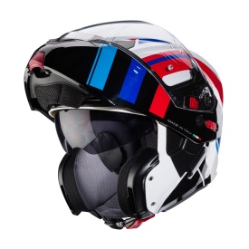 Casca modulabila (flip-up) Caberg model Horus X Road M6 alb/rosu/albastru lucios Pinlock ready - lentila Pinlock inclusa - Img 5