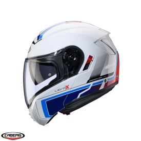 Casca modulabila (flip-up) Caberg model Levo X Elite O5 alb/albastru/rosu lucios Pinlock ready - lentila Pinlock inclusa (fibra de sticla) - Img 3