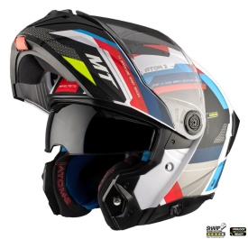 Casca modulabila MT Atom 2 SV Bast A0 alb/rosu/albastru lucios (ochelari soare integrati) Pinlock Ready - tip viziera: MT-V-35 - Img 7