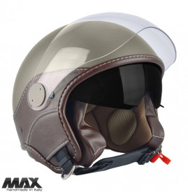 Casca open face (demi-jet) Max Helmets model DJDV06 LS Vision SV (ochelari soare integrati) culoare: maro Genesi mat (MGO) - 100% MADE IN ITALY - Img 1