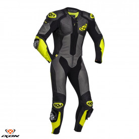 Costum (combinezon) motociclete barbati piele Ixon vara model Vendetta Evo MS culoare: negru/antracit/galben