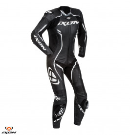 Costum (combinezon) motociclete femei piele Ixon vara model Vortex Lady LS culoare: negru/alb - Img 1