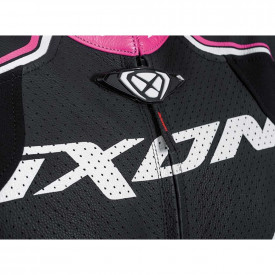 Costum (combinezon) motociclete femei piele Ixon vara model Vortex Lady LS culoare: negru/alb/fucshsia (roz) - Img 3