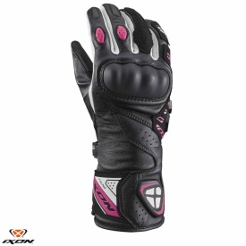 Manusi femei Racing vara piele Ixon model Thund LS culoare: negru/fucshia (roz) - degete tactile - Img 1