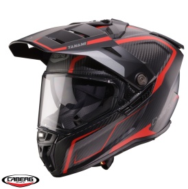 Casca adventure/off road Caberg Tanami SV Gravity Q8 rosu/gri/negru carbon Pinlock ready - lentila Pinlock inclusa (100% carbon)