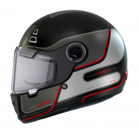 Casca integrala MT Jarama Baux E15 rosu fluor mat - model Retro - Cafe Racer - Img 1