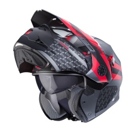 Casca modulabila (flip-up)/adventure Caberg model Tourmax X SV Sarabe L2 gun metal (titanium)/negru/rosu mat Pinlock ready - lentila Pinlock inclusa - Img 5