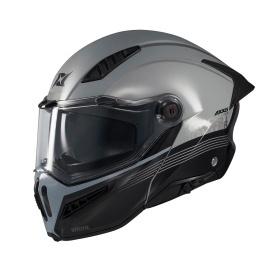 Casca modulabila (flip-up) Axxis GhostFighter SV Bitone C2 negru/gri lucios (ochelari soare integrati) – tip viziera: MT-V-36 - Img 2