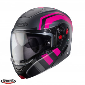 Casca modulabila (flip-up) Caberg model Horus X Road M1 gun metal (titanium)/negru/fuchsia (roz) mat Pinlock ready - lentila Pinlock inclusa - Img 1