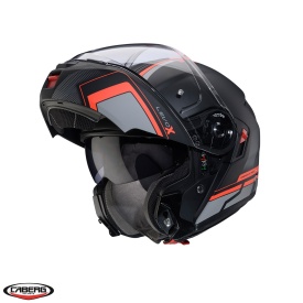 Casca modulabila (flip-up) Caberg model Levo X Elite L7 negru/gri/rosu fluor mat Pinlock ready - lentila Pinlock inclusa (fibra de sticla)