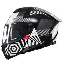Casca modulabila MT Atom 2 SV Strange B2 negru/alb lucios (ochelari soare integrati) Pinlock Ready - tip viziera: MT-V-35 - Img 2