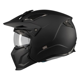 Casca MT Streetfighter SV S Pure A1 negru mat (ochelari soare integrati) - masca (protectie) barbie si cozoroc detasabile - omologare noua ECE 22.06