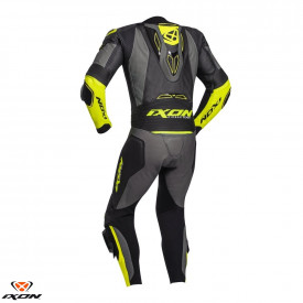 Costum (combinezon) motociclete barbati piele Ixon vara model Vendetta Evo MS culoare: negru/antracit/galben - Img 2