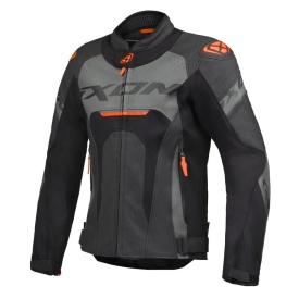 Geaca (jacheta) motociclete barbati piele Racing Ixon vara model Jackal JKT MS culoare: negru/antracit/portocaliu - Img 5