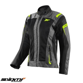 Geaca (jacheta) motociclete femei Touring Seventy vara model SD-JT68 Sahara culoare: gri/galben fluor - Img 1