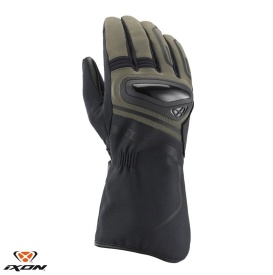 Manusi barbati Touring/Adventure Mid-season textil/piele Ixon model Drizzle MS culoare: khaki/negru – degete tactile (manusi lungi)