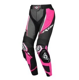 Pantaloni motociclete femei piele Racing Ixon vara model Vortex 3 LS culoare: negru/roz/alb - Img 6