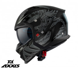 Casca Axxis model Hunter SV ONI B2 gri mat mat (ochelari soare integrati) - masca (protectie) barbie si cozoroc detasabile - Img 1