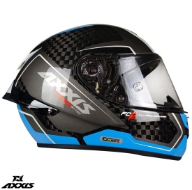 Casca integrala Axxis Cobra Rage A0 alb/albastru lucios carbon - 100% carbon - Img 4