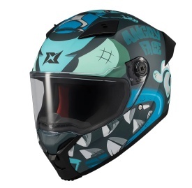Casca integrala Axxis Fenix Angry Face C7 albastru mat - tip viziera: MT-V-31B - DKS429 - Img 5