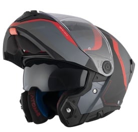 Casca modulabila MT Atom 2 SV Emalla B15 gri/rosu mat (ochelari soare integrati) Pinlock Ready - tip viziera: MT-V-35 - Img 1