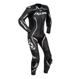 Costum (combinezon) motociclete femei piele Ixon vara model Vortex Lady LS culoare: negru/alb - Img 6