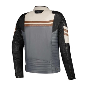 Geaca moto piele Rusty Stitches Jack Steve Black/Grey/ - Img 2
