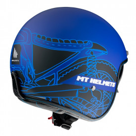 Casca open face MT Le Mans 2 SV Cafe Racer B7 albastru mat (ochelari soare integrati) - Img 3