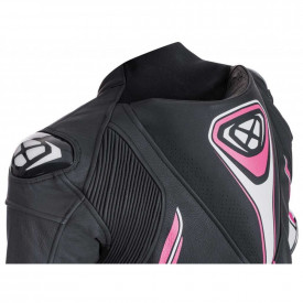 Costum (combinezon) motociclete femei piele Ixon vara model Vortex Lady LS culoare: negru/alb/fucshsia (roz) - Img 4