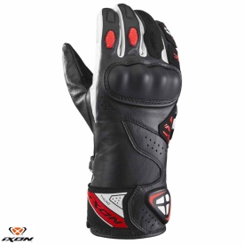 Manusi barbati Racing vara piele Ixon model Thund MS culoare: negru/rosu/alb - degete tactile