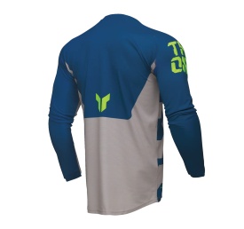 Tricou (bluza) cross-enduro Thor model Launchmode Forge culoare: albastru/gri/galben fluor - Img 3