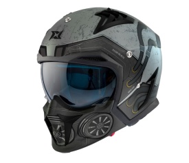 Casca Axxis model Hunter SV Toxic C2 gri mat mat (ochelari soare integrati) - masca (protectie) barbie si cozoroc detasabile - Img 4