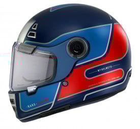 Casca integrala MT Jarama Baux D7 albastru mat - model Retro - Cafe Racer - Img 1