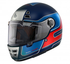 Casca integrala MT Jarama Baux D7 albastru mat - model Retro - Cafe Racer - Img 2