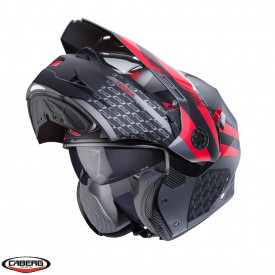 Casca modulabila (flip-up)/adventure Caberg model Tourmax X SV Sarabe L2 gun metal (titanium)/negru/rosu mat Pinlock ready - lentila Pinlock inclusa - Img 2