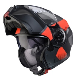 Casca modulabila (flip-up) Caberg model Duke Evo SV Indy L2 gun metal (titanium)/rosu fluor/negru mat Pinlock ready - lentila Pinlock inclusa - Img 6