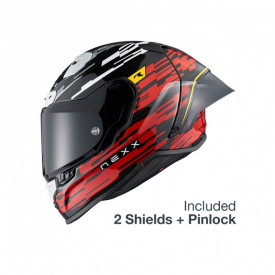 Casca moto NEXX X.R3R CARBON Glitch Racer Red White (pinlock inclus) - Img 1
