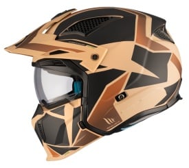 Casca MT Streetfighter SV S P1R B9 maro mat (ochelari soare integrati) - masca (protectie) barbie si cozoroc detasabile - omologare noua ECE 22.06 - Img 1