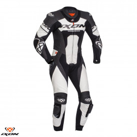 Costum (combinezon) motociclete barbati piele Ixon vara model Jackal MS culoare: negru/alb - Img 1