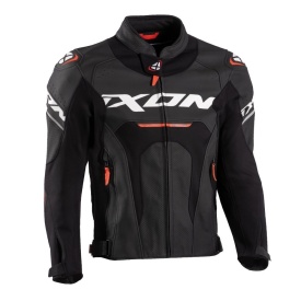Geaca (jacheta) motociclete barbati piele Racing Ixon vara model Jackal JKT MS culoare: negru/alb/rosu - Img 6