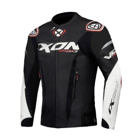 Geaca (jacheta) motociclete barbati piele Racing Ixon vara model Vortex 3 MS culoare: negru/alb - Img 6