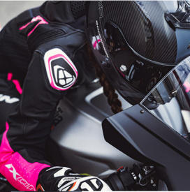 Geaca (jacheta) motociclete femei piele Racing Ixon vara model Vortex 3 LS culoare: negru/roz/alb - Img 2