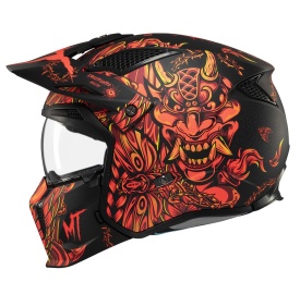 Casca MT Streetfighter SV S B5 Hellish rosu mat (ochelari soare integrati) - masca (protectie) barbie si cozoroc detasabile - omologare noua ECE 22.06 - Img 1