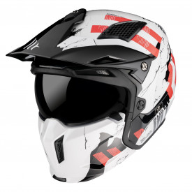Casca MT Streetfighter SV Skull2020 A0 alb lucios (ochelari soare integrati) - masca (protectie) barbie si cozoroc detasabile - Img 2