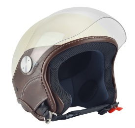 Casca open face (demi-jet) Max Helmets model DJ06 LS Vision (V2B) culoare: crem lucios/maro (PLM) - 100% MADE IN ITALY - Img 6