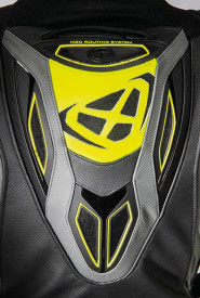 Costum (combinezon) motociclete barbati piele Ixon vara model Vendetta Evo MS culoare: negru/antracit/galben - Img 4
