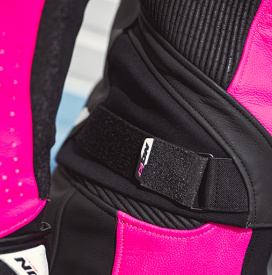 Geaca (jacheta) motociclete femei piele Racing Ixon vara model Vortex 3 LS culoare: negru/roz/alb - Img 3