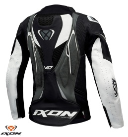 Geaca (jacheta) motociclete femei piele Racing Ixon vara model Vortex 3 LS culoare: negru/antracit/alb - Img 2